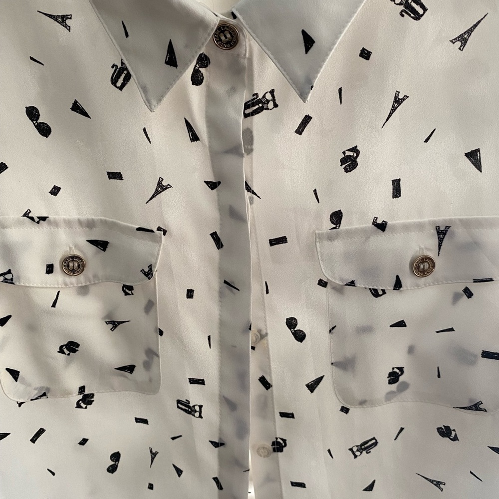 Karl Lagerfeld Paris Women’s White Shirt with Eiffel Tower & Cool Black Cats
